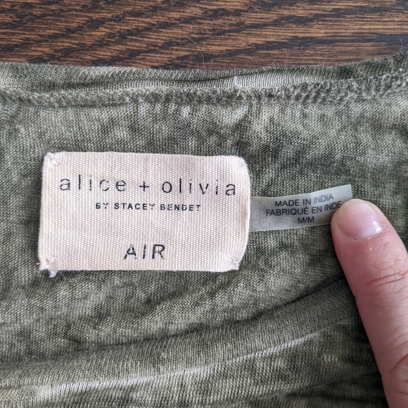 alice + olivia AIR Sage Green 100% Linen Essential Split Back Long Sleeve Medium - Picture 5 of 7